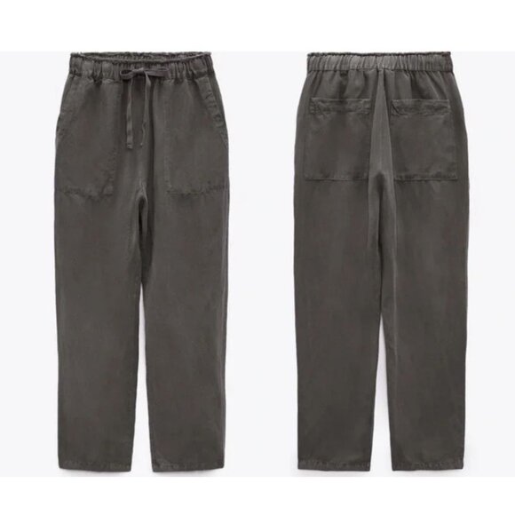 Zara - The L.A. Slouchy Fit Linen Blend Trousers 4043/270 | XS | Anthracite Gray - Picture 1 of 10